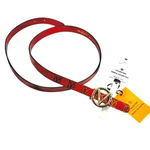 Valentino Baby Monogram Red Leather Belt Size M